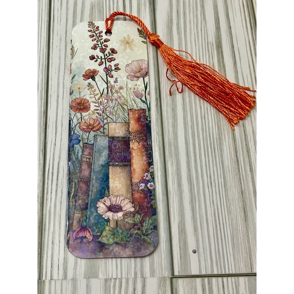 Floral Garden And Books Bookmark - Handmade Laminated Bookmark, Book Reader Gift